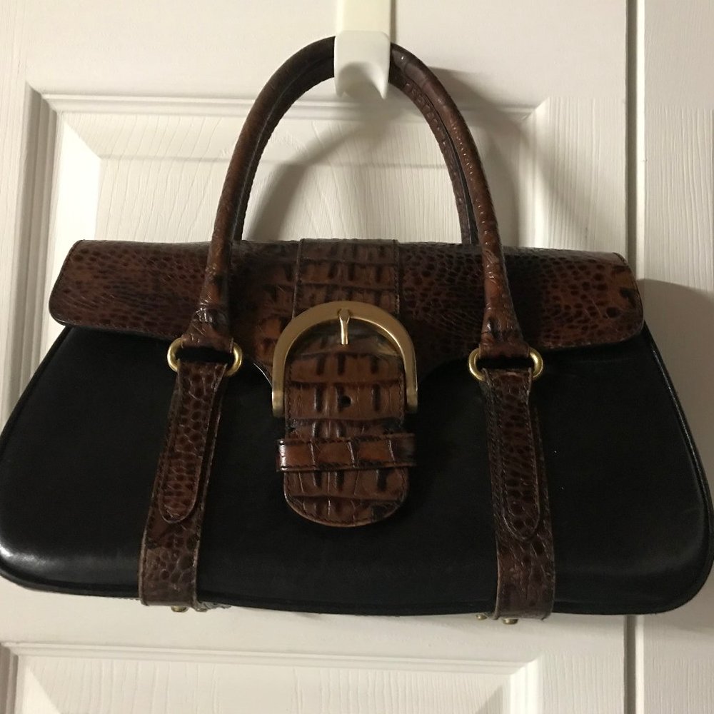 Brahmin two-toned mini leather purse